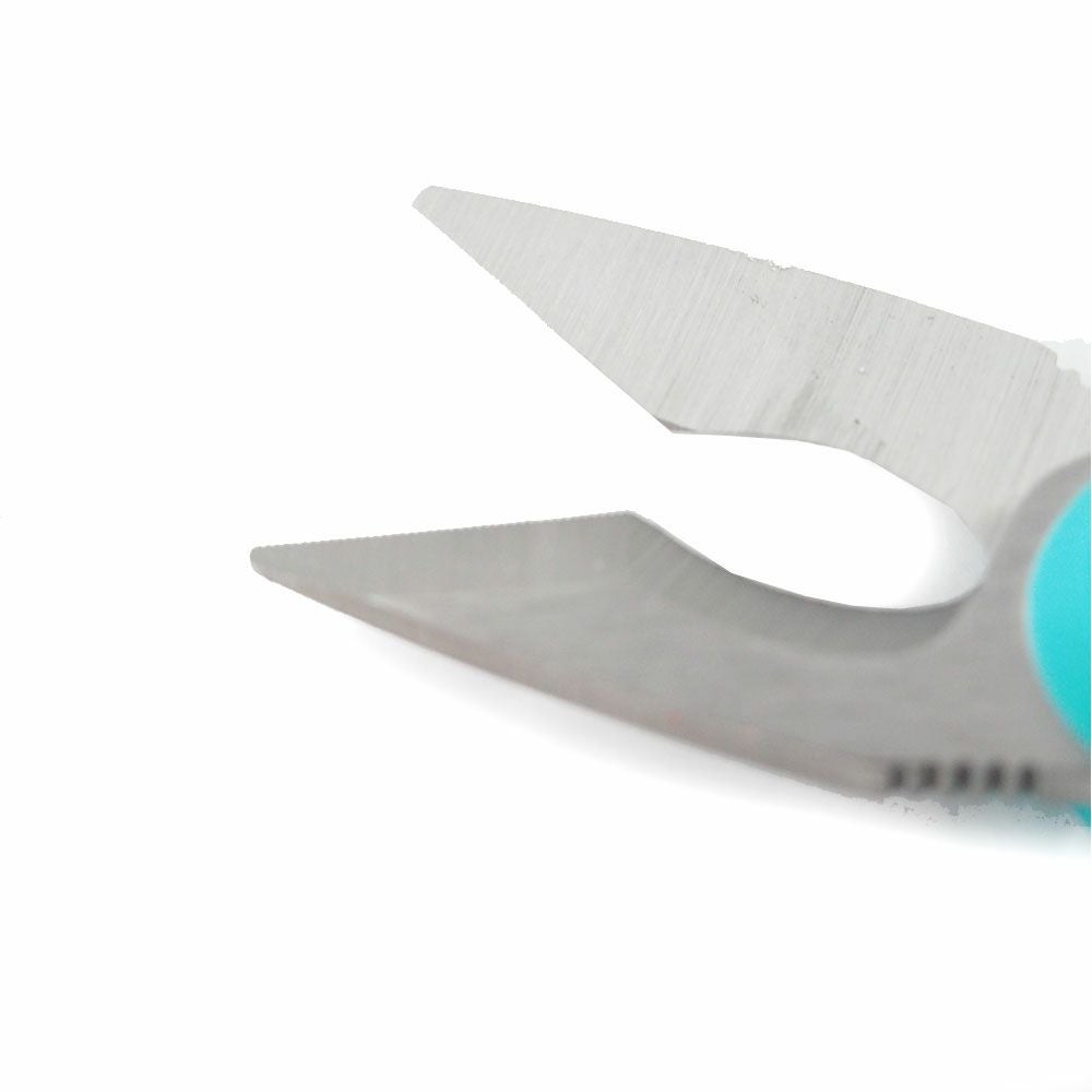 WITオリジナル エレクトロニクスシザース BC2304。全長170mm。日本製4034ステンレス刃（HRC58±2）、先端ギザ歯加工。MAX80mm?ケーブル切断対応。ストリッパー1.5/2.5/4.0mm?、2.5mm?端子圧着機能搭載。ベルトループ付き専用ホルダー付属。