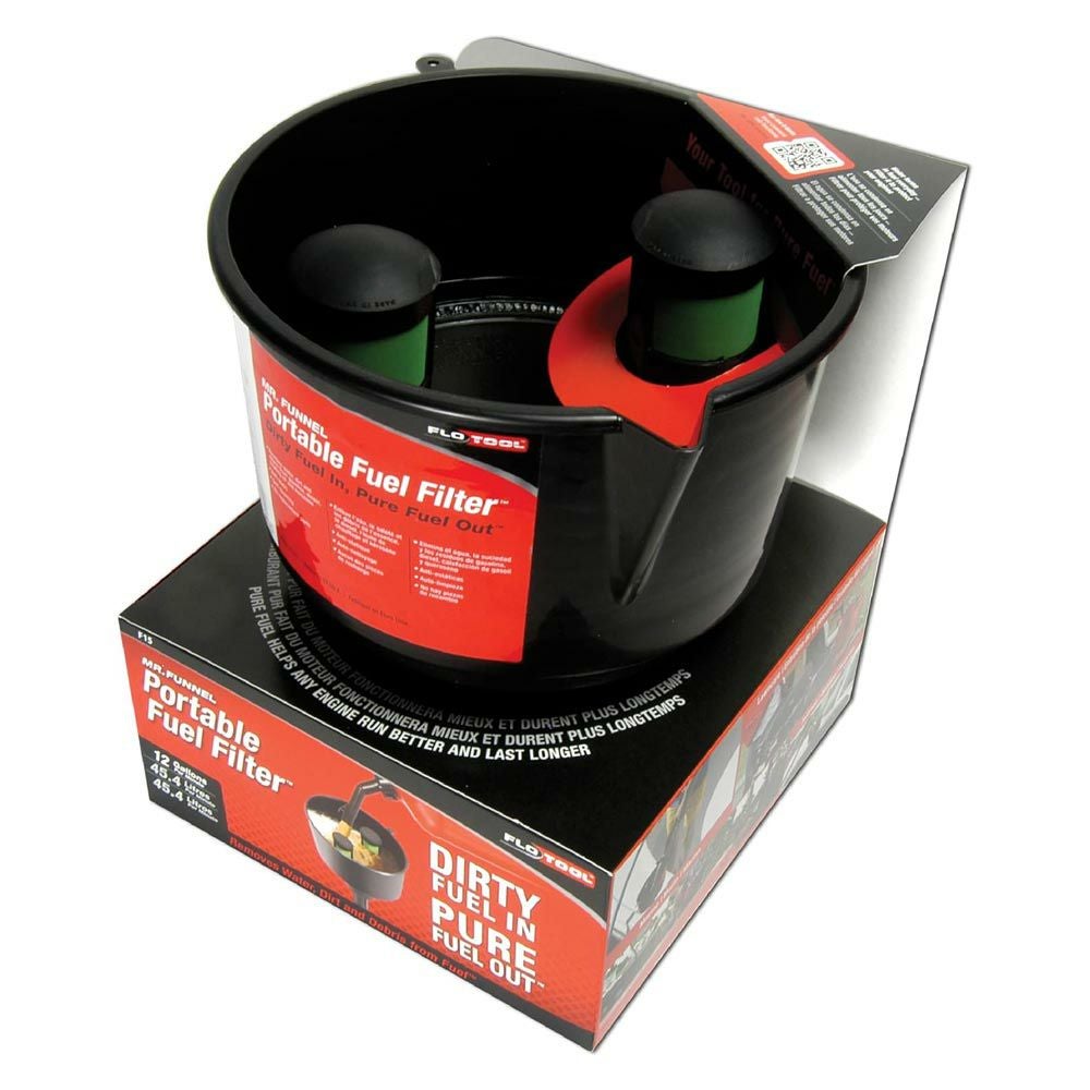 FLO TOOL Mr.FUNNEL F15C ポータブルフューエルフィルター。ガソリン・軽油・灯油・混合ガソリン対応。ゴミ・埃などの不純物および水分を分離・除去するろ過式ジョウゴ。ろ過能力毎分45.4L。