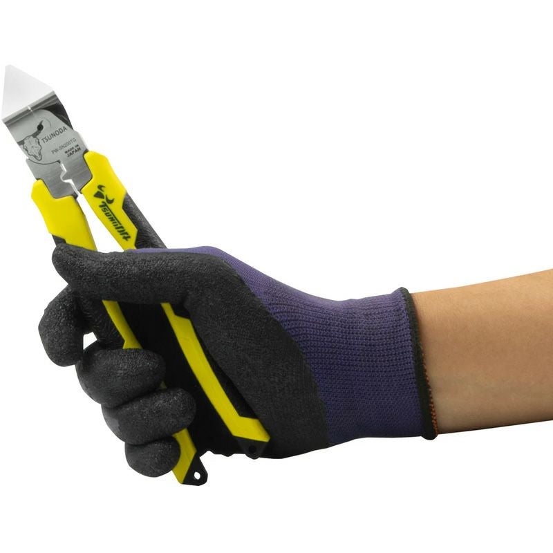 TSUNODA 電工パワー斜めニッパー PW-SN200TG（200mm）。偏芯テコ構造で少ない力でも切断可能。VVF2.0×3心対応、フラット刃で美しい切断面を実現。簡易圧着機能付きで電気・設備工事に幅広く対応する高耐久プロ仕様ニッパー。