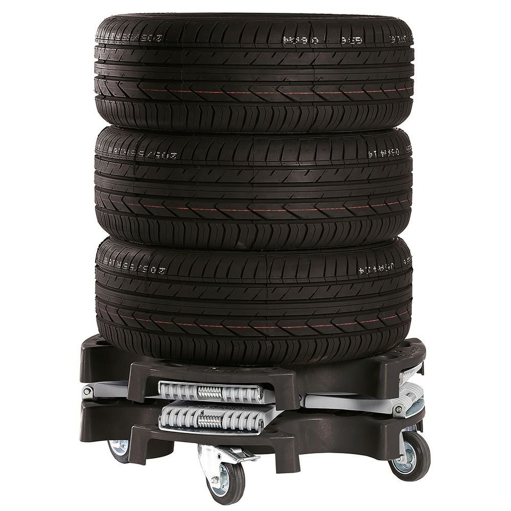 重たいタイヤ・ホイールの持ち上げ作業、腰や腕への負担を大幅に軽減する AHCON(アーコン) ホイールトロリーイージーリフト式