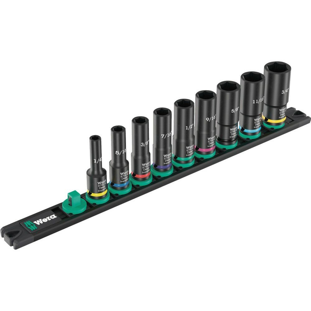 WERA 005591 ディープソケットセット 3/8SQ インチ 9点入 レール付